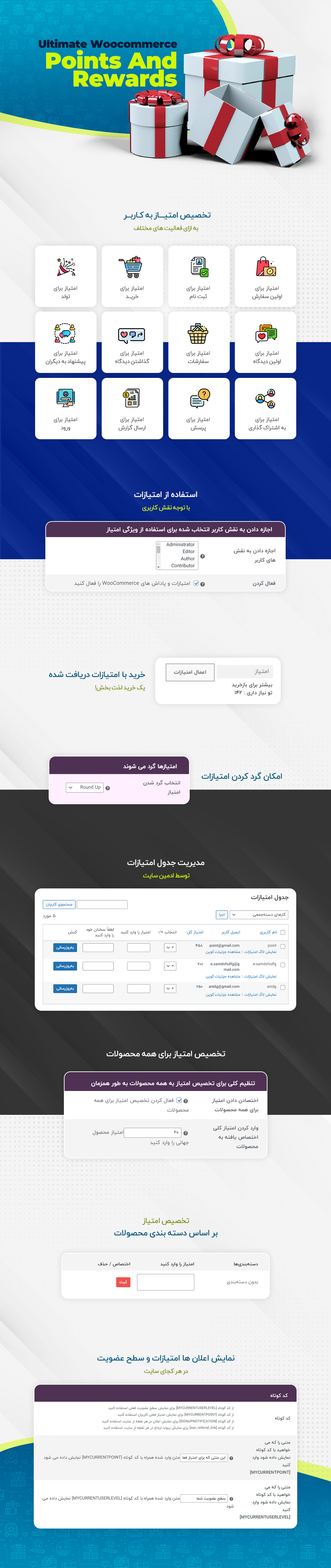 امکانات و ویزگی های افزونه امتیاز و پاداش اولتیمیت ووکامرس امکانات و ویزگی های افزونه ultimate woocommerce points and rewards