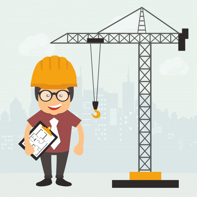 Engineer on construction site Free Vector