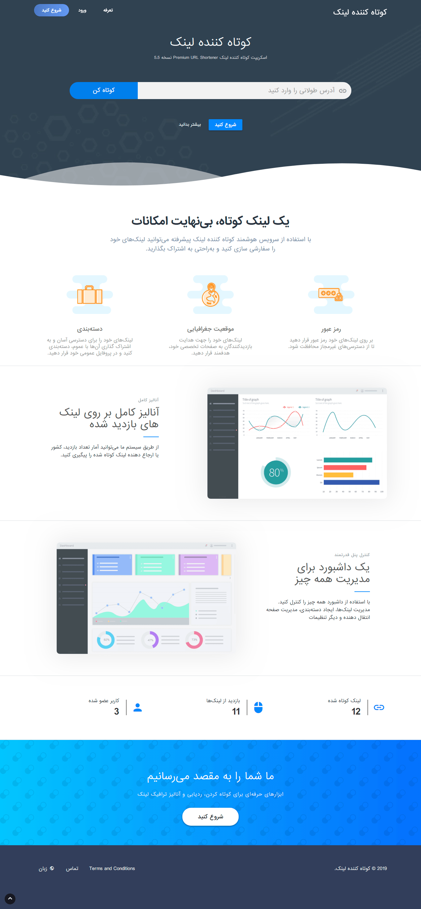اسکریپت کوتاه کننده لینک Premium URL Shortener | راست چین