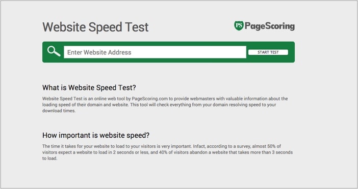 PageScoring ابزار بررسی سرعت سایت