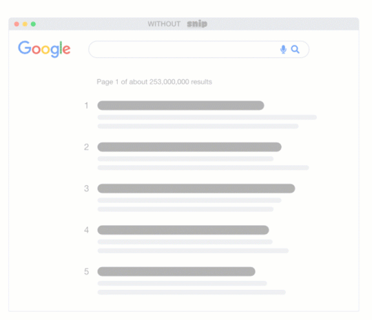 تاثیر استفاده از افزونه نشانه گذاری Snip در نمایش نتایج گوگل