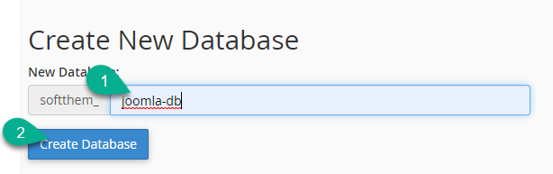 انتخاب نام data base در نصب جوملا روی هاست سی پنل