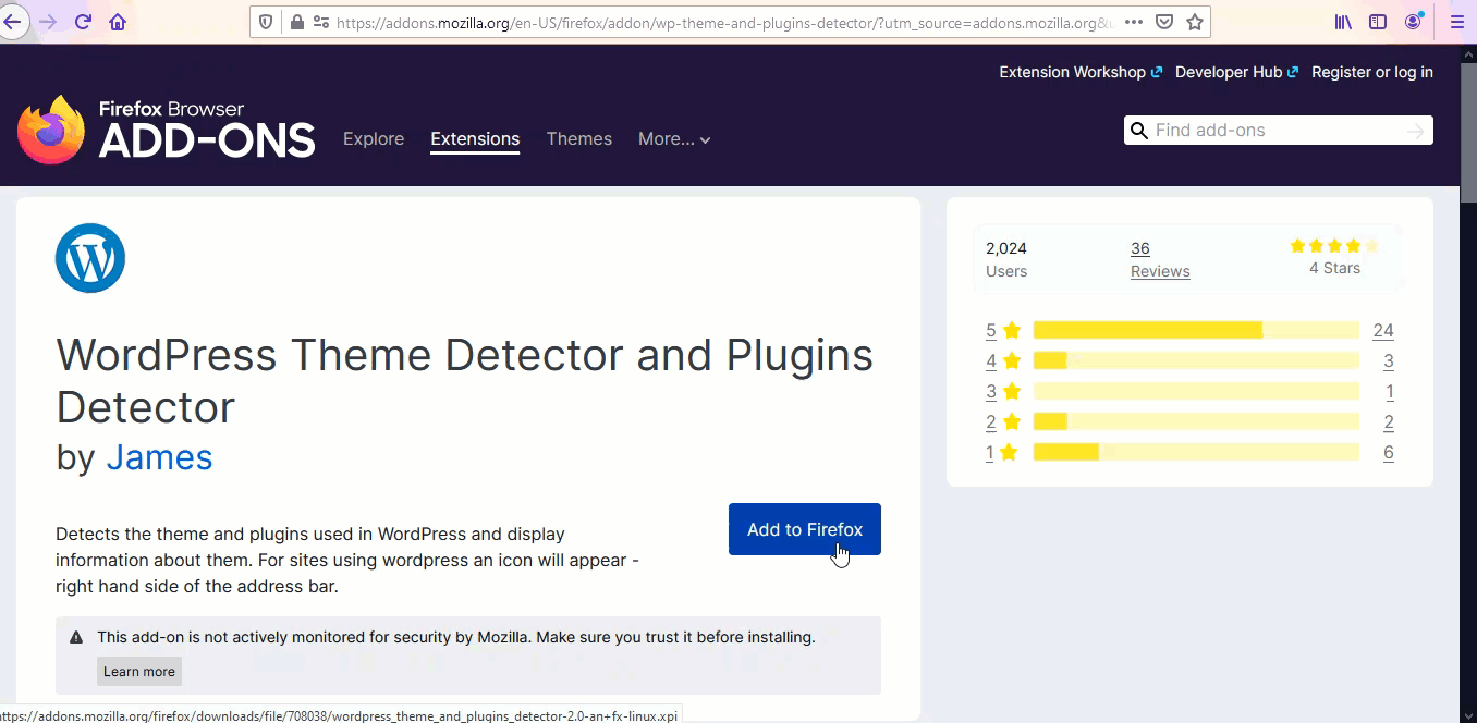  اکستنشن WordPress Theme Detector and Plugins Detector
