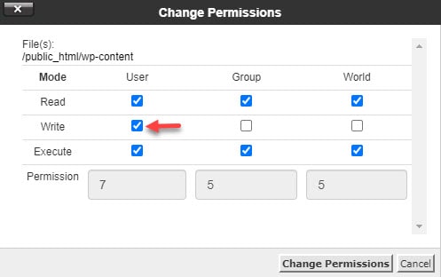 change permissions