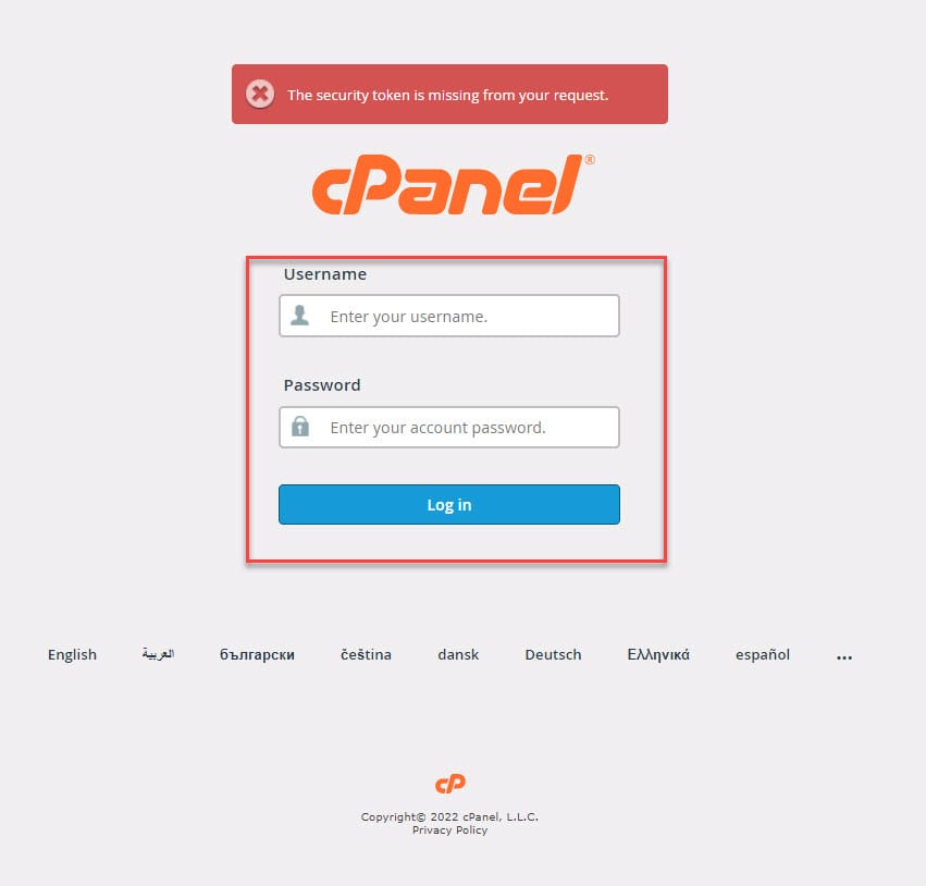 ورود به cpanel برای بک آپ گرفتن از سایت وردپرس