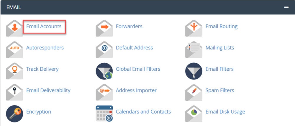 Email Accounts برای ورود به ایمیل Info