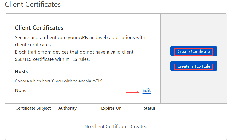تنظیمات Client Certificates 