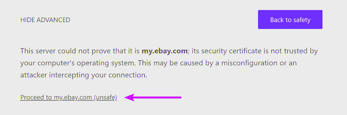connection error proceed anyways unsafe