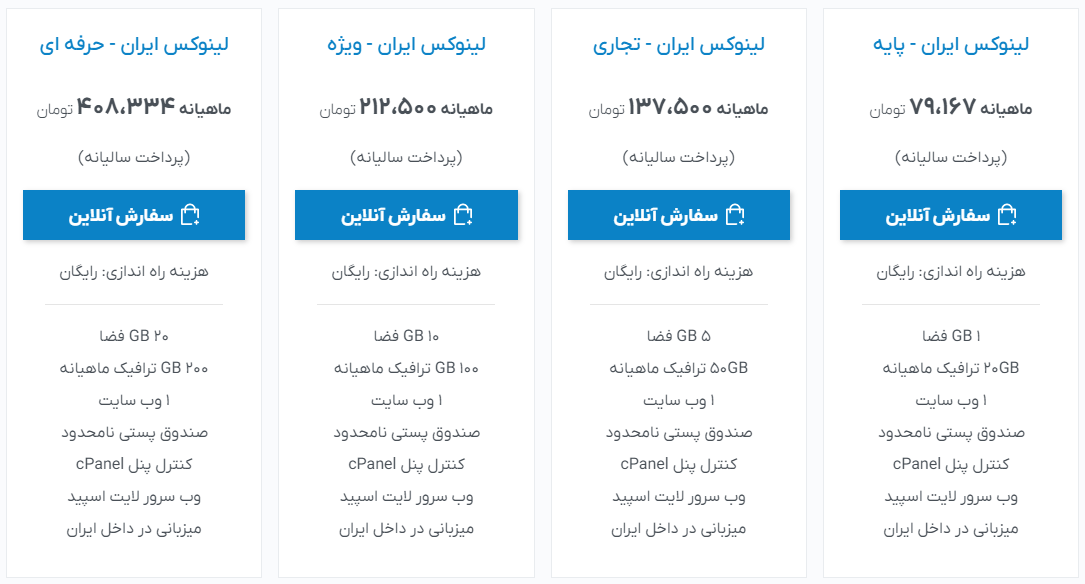 قیمت ها در بهترین هاست لینوکس در ایران هاست