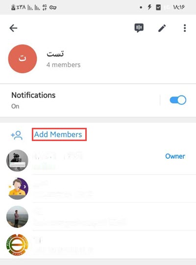 با زدن گزینه Add Member می‌توانید کاربران جدید به ویس چت اضافه کنید.