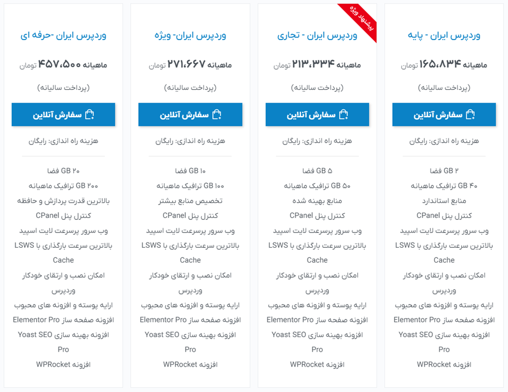 بهترین هاست وردپرس ایران هاست با پلن های قیمتی مختلف