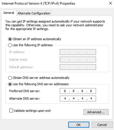 تغییر آدرس IPv4 DNS برای رفع پیغام This site can’t be reached