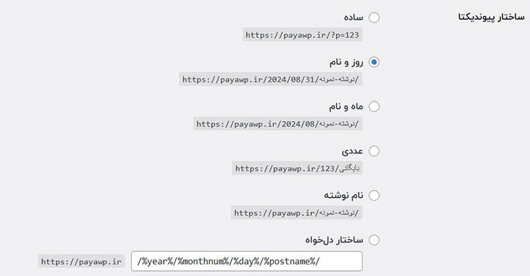 تغییر پیوند یکتا وردپرس