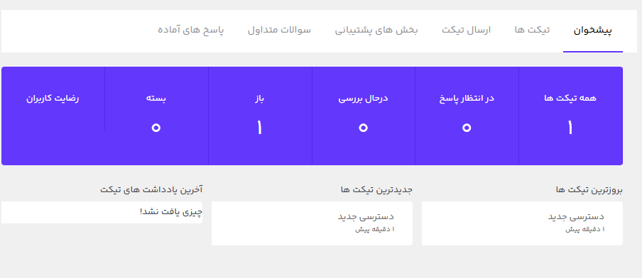 مشاهده و مدیریت تیکت‌های ارسال شده