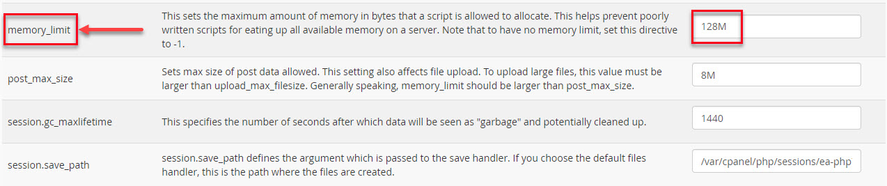 افزایش Memory limit در MultiPHP INI Editor